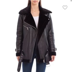 Ave Les Filles Faux Fur-Trim Biker Jacket
